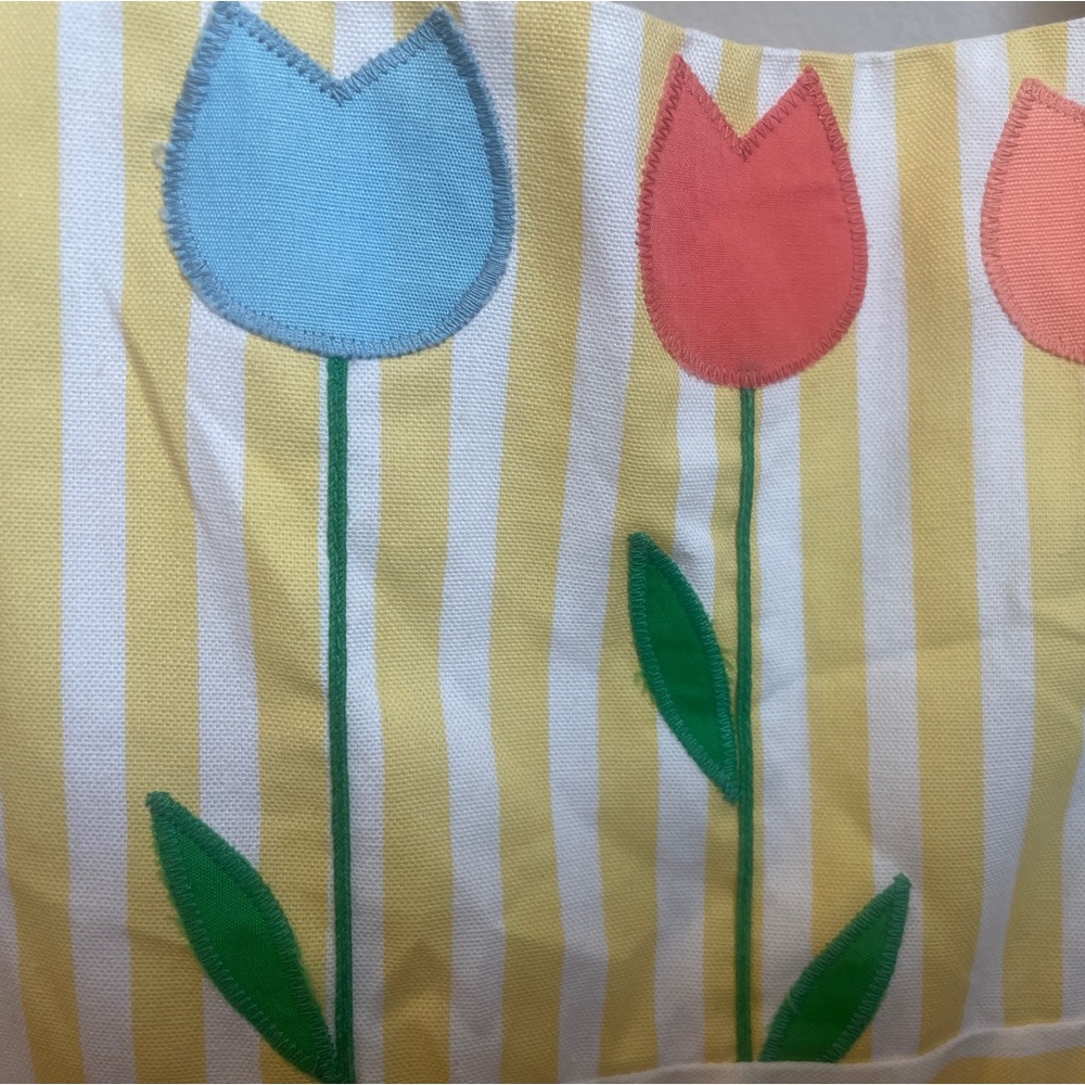 Sylvia Whyte Vintage Yellow & White Striped Dress with Tulips Size 10 - Picture 5 of 5